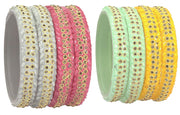 NMII Acrylic (Plastic) With Zircon Gemstone and Studded Worked with Glossy Finished Kada Set For Women and Girls