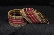 NMII Metal With Zircon Gemstone Studded Glossy Finished Traditional Bangle set for Women and Girls