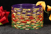 NMII Non-Precious Metal Base Metal with Cutting Pattern worked Glossy Finished Bangle Set For Women and Girls