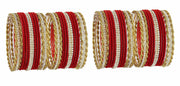 NMII Traditional Gold Plated Metal Bangles Set For Women & Girls with Zircon Gemstone and Velvet Studded | Women's Fashion Jewelry | Indian Bangles | Golden Chudi Set-Pack of 56