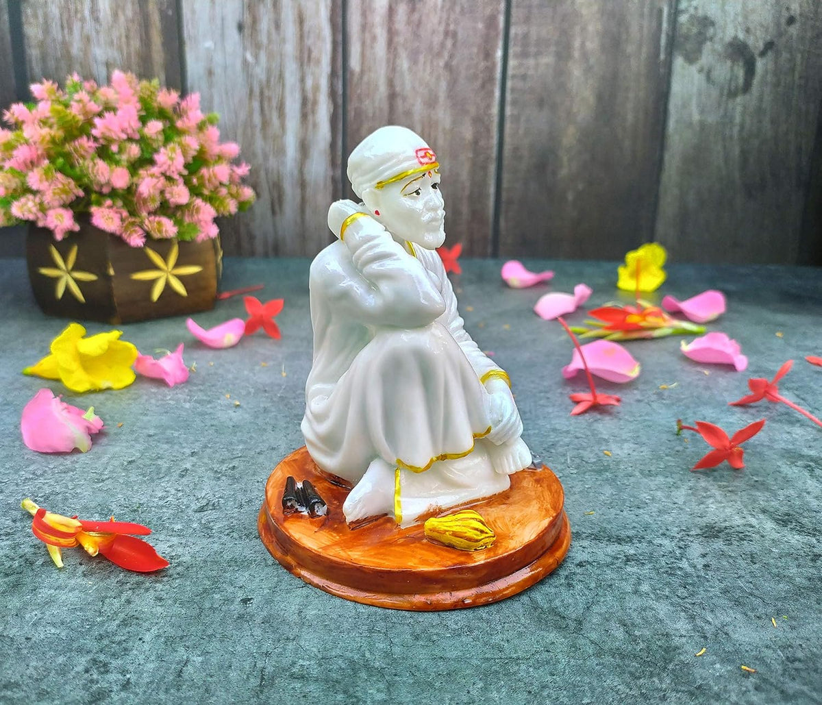 SHINDE EXPORTS saibaba Idol/shirdi saibaba Idol Marble/saibaba Idol for Pooja Room 5 inches