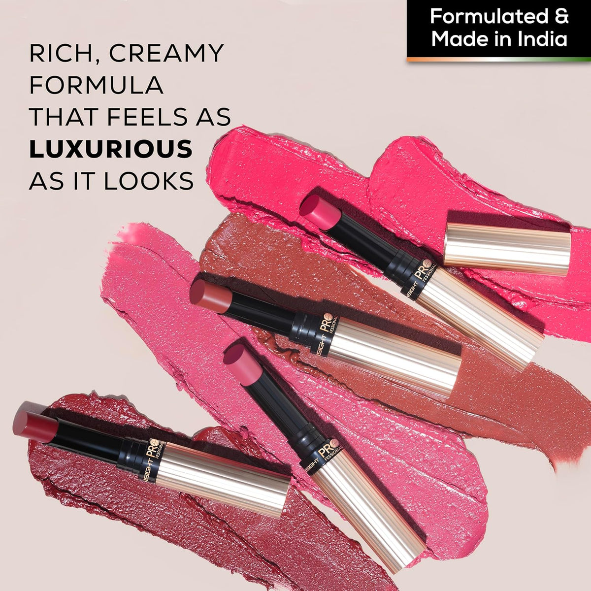 INSIGHT Professional Hydra Luxe Lipstick - Nyc | Satin Finish|Long lasting| Smooth| Hyaluronic Acid| Enriched with Rosehip Oil|Creamy Lipstick|Infused with Hyaluronic Acid - 2.5g (Pack of 2)