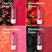 Nivea Lip Care Fruit Variety Pack - Tinted Lip Balm For Beautiful, Soft Lips - Pack Of 4, Multicolor