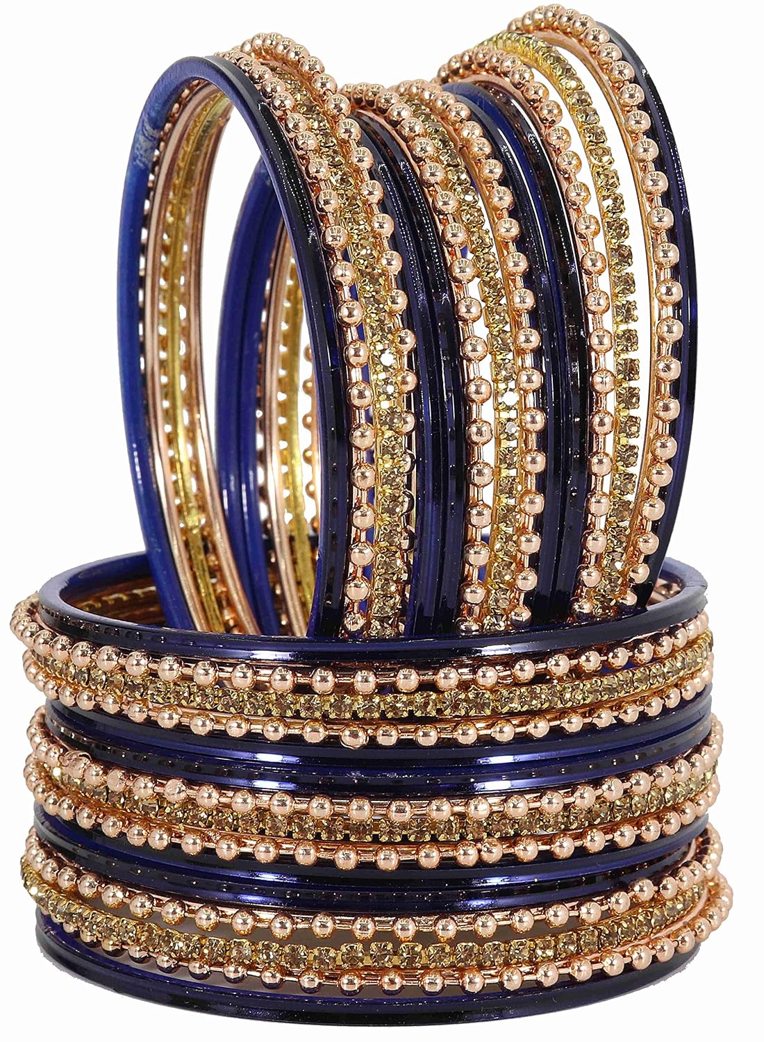 NMII Non-Precious Metal Base Metal With Zircon Gemstone and Linked With Ball Chain and Plane Bangles Set For Women and Girls