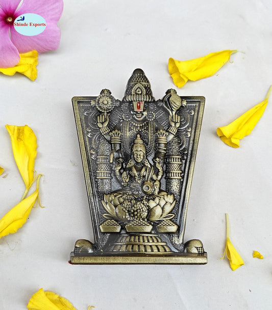 SHINDE EXPORTS Balaji Lakshmi Small Metal Idol Statue for car Home Office (Bronze)