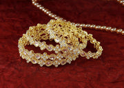NMII Gold Plated Metal with Zircon Diamond & Kundan Stone Bangles Set For Women & Girls | Traditional Girl's Bangles Bracelet | Designer Kangan | Golden Bangles For Wedding, Party, Etc- Set of 4