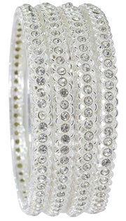 NMII Stylish Designer Metal Bangles Set For Women & Girls with Zircon Stone | Diamond Bangles | Traditional Bangles For Wedding, Party, Shadi, Function | Women's Fashion Jewellery- Set of 4