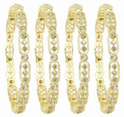 NMII Gold Plated Metal American Diamond Bangles Set For Women & Girls | Premium Traditional Design Kada Set For Women | Kada Bangles For Women | Wedding Fashion Jewellery- Set of 4