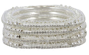 NMII Traditional Golden Metal with Zircon Stone & Pearls Moti Beads Work Kada Bangles Set For Women & Girls | Designer Women's Bangles Latest | Metal Bangles | Bridal Wedding Bangles-Set of 4
