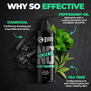Beardo No Nonsense Daily Shampoo for Men 200ml | For Healthy, Clean Scalp | Anti-inflammatory Peppermint, Tea Tree Fights Dandruff | Activated Charcoal Detoxifies Scalp | Paraben Free | Daily Use Shampoo for Stronger, Cleaner Hair