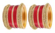 NMII Golden Traditional Acrylic Plastic Chuda Set For Bridal Women & Girls with Zircon Stone & Beads | Stylish Bridal Bangles For Wedding | Plastic Chura Set Punjabi Bnagles