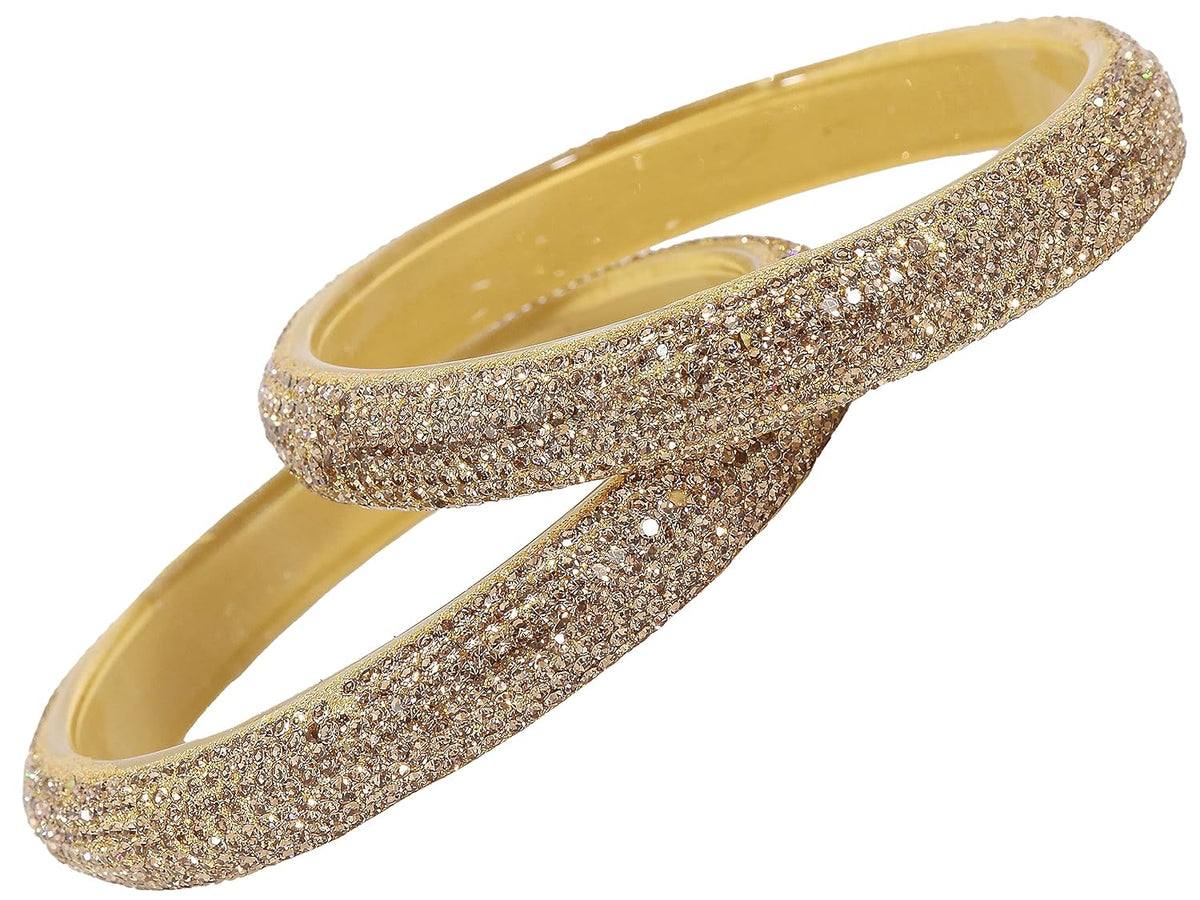 NMII Glass with Zircon Gemstone and Glitter Kada Set For Women and Girls