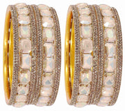 NMII Stylish Metal with AD Diamond Bangles Kada Set For Women & Girls | Premium Gold Plated Bangles | Kada Set For Women | Metal Bangles | Fashionable Bangles For Wedding, Party, Daily- Set of 12