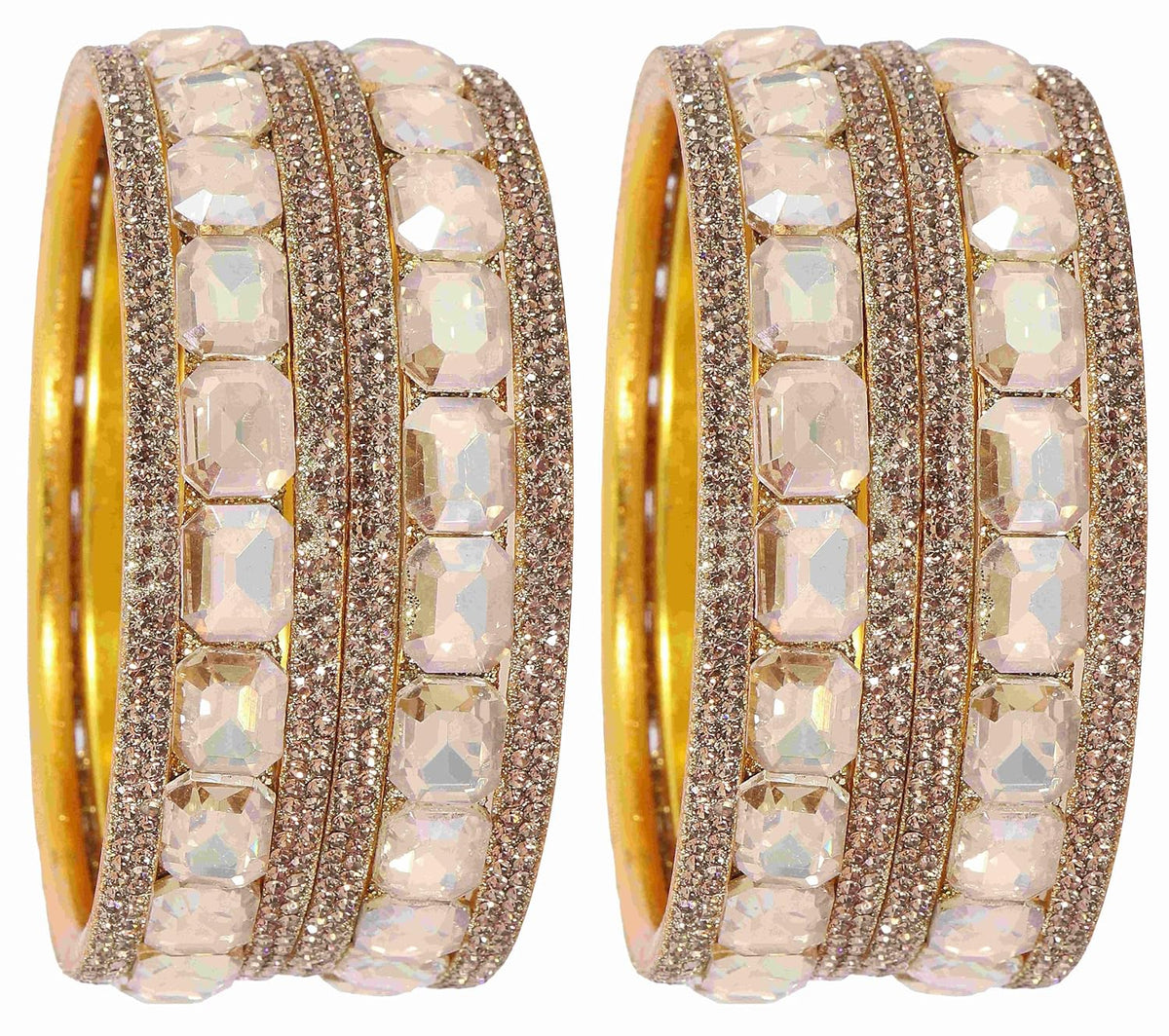 NMII Stylish Metal with AD Diamond Bangles Kada Set For Women & Girls | Premium Gold Plated Bangles | Kada Set For Women | Metal Bangles | Fashionable Bangles For Wedding, Party, Daily- Set of 12