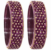 NMII Glass Golden Zircon GemStone & Beads Studded Thick Kada Set For Women & Girls | Chudi Set | Glass Bangles For Women | Fancy Kada For Women Party, Wedding, Occasion, Daily use