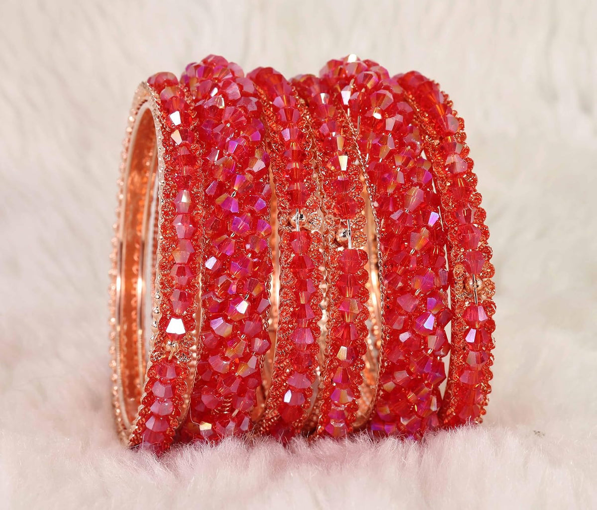 NMII Stylish Pearls Alloy Metal Kada Bangles Set For Women and Girls | Fancy Metal Bangles | Trendy Design Bangles For Girls | Wedding, Party, Shadi Fashion Jewellery-Set of 6 Bangles