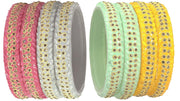 NMII Acrylic (Plastic) With Zircon Gemstone and Studded Worked with Glossy Finished Kada Set For Women and Girls