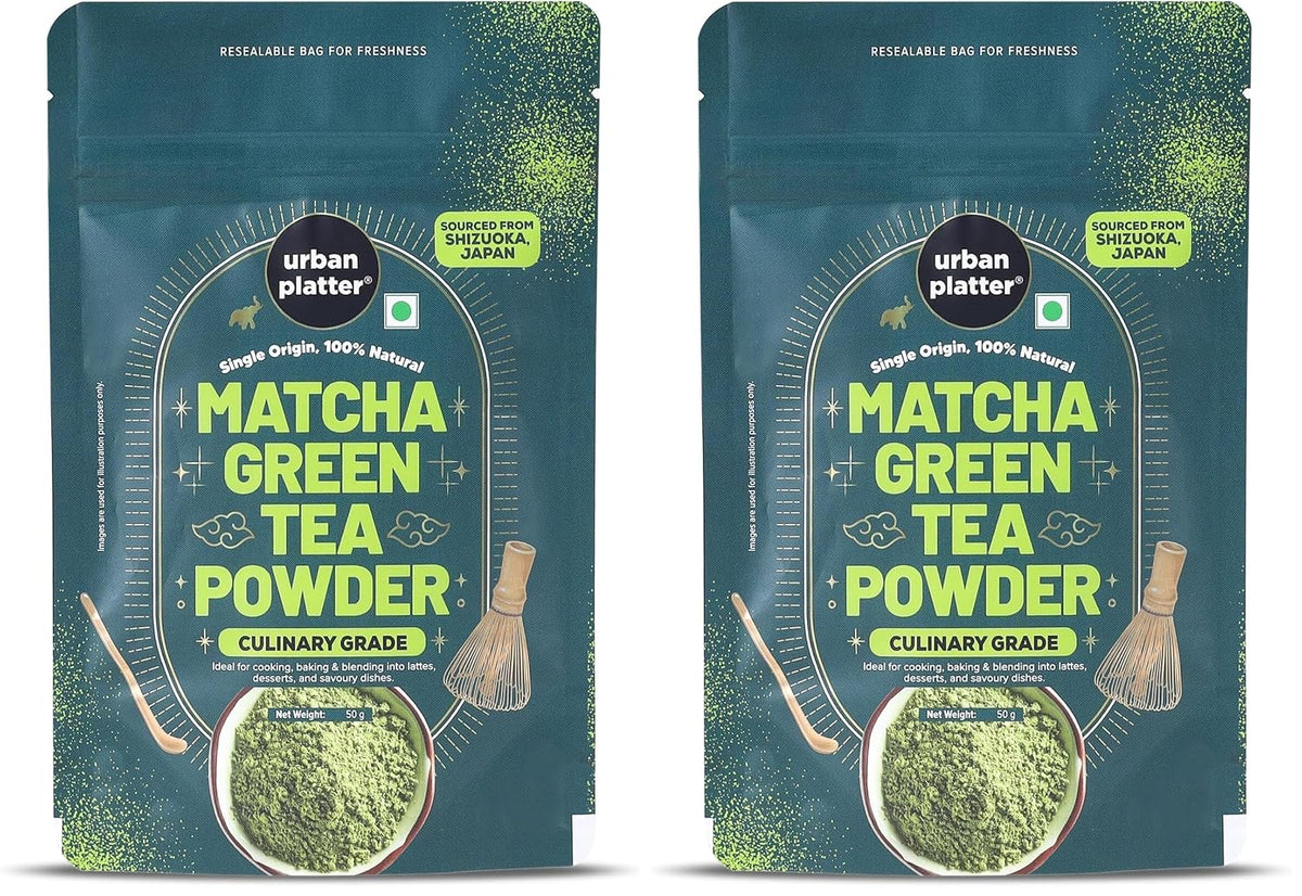 Urban Platter Japanese Culinary-Grade Matcha Green Tea Powder, 50g (Sourced from Shizuoka, Japan | Stone-Ground | Antioxidant-Rich) (Pack of 2)