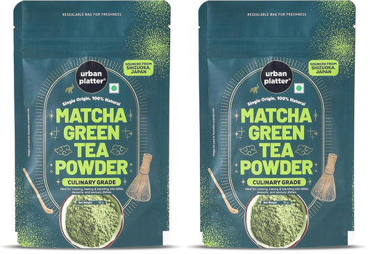 Urban Platter Japanese Culinary-Grade Matcha Green Tea Powder, 50g (Sourced from Shizuoka, Japan | Stone-Ground | Antioxidant-Rich) (Pack of 2)
