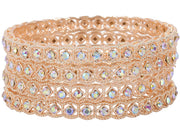 NMII Premium Metal with Zircon Gemstone Kada Bangles Set For Women and Girls | Fancy Women's Kada| Stylish Metal Bangles Set- Pack of 4