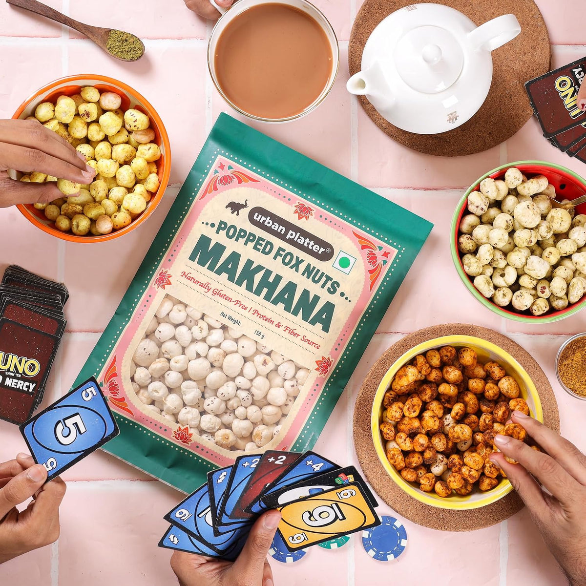 Urban Platter Makhana, 150g (Popped Water Lily Seeds, Source of Protein and Fiber, Unroasted and Unsalted)