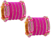NMII Traditional Plain Metal Bangles with Golden Zircon Stone For Women & Girls | Chuda Set For Bridal Women Wedding, Party, Occasion | Golden Chuda | Metal Bangles For Women- Set of 30