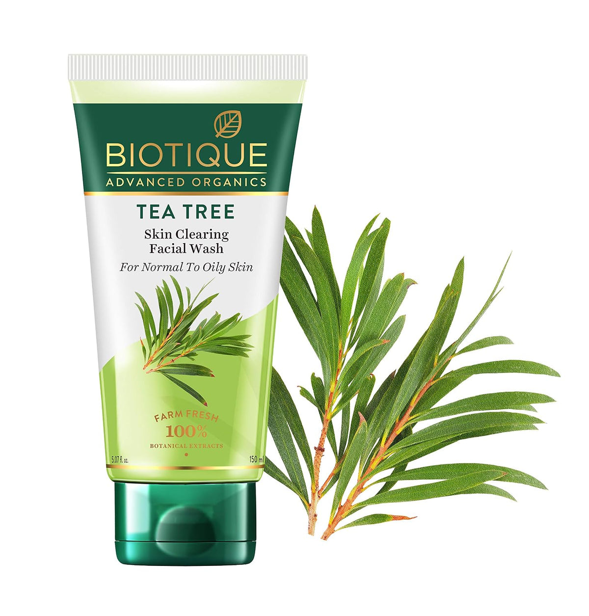Biotique Tea Tree Skin Clearing Face Wash | Acne & Pimple Treatment Face Wash | Helps Control Oil, Reduce Blemishes & Prevent Breakouts | Enriched with 100% Botanical Extracts | 150ml