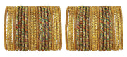 NMII Glass and Silk Thread Zircon Gemstone Bangle Set For Women/Girls