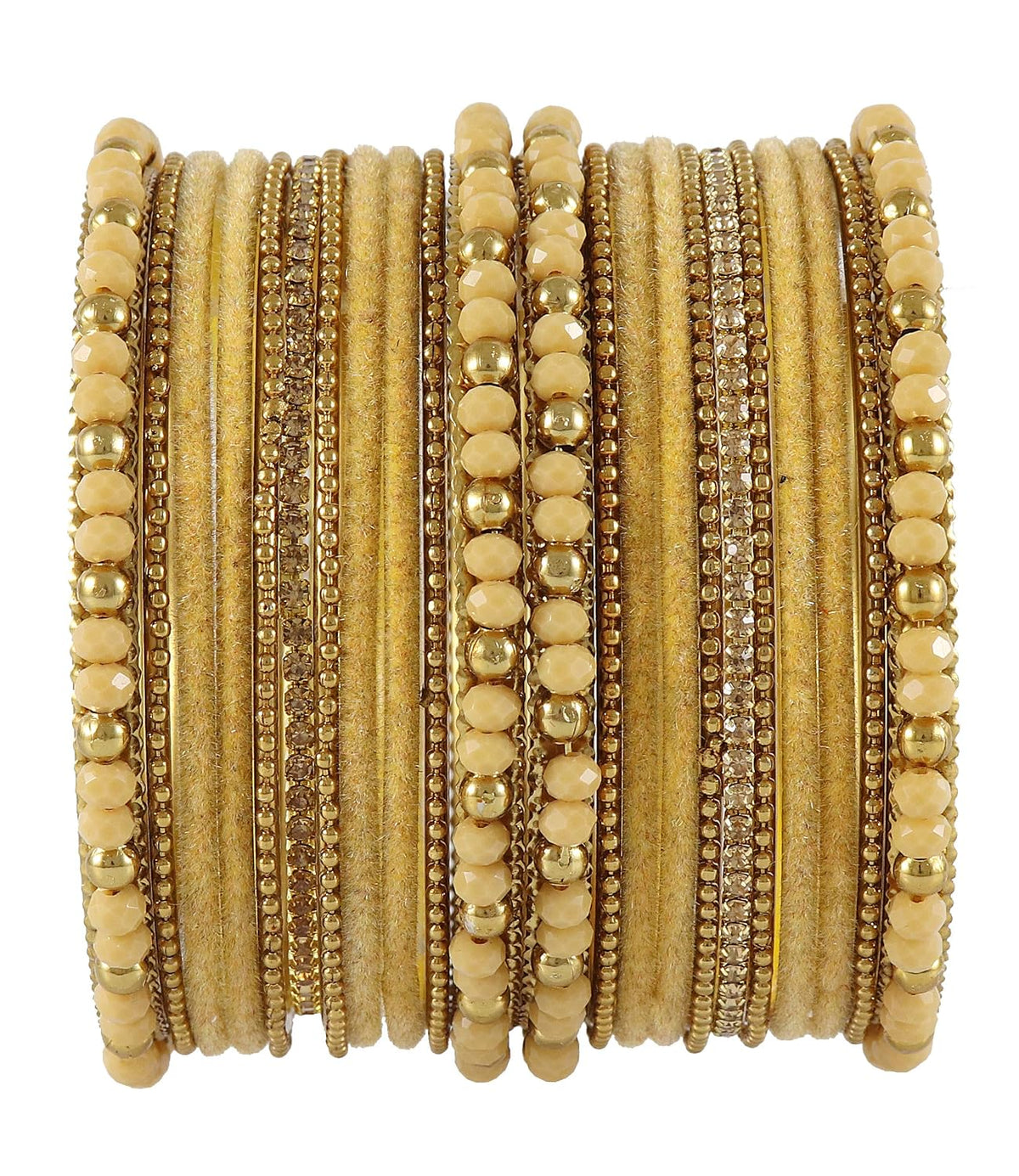 NMII Metal with Zircon Gemstone, Pearls and Beads Studded Glossy Finished Bangle Set For Women and Girls