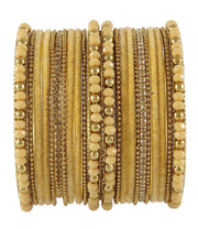 NMII Metal with Zircon Gemstone, Pearls and Beads Studded Glossy Finished Bangle Set For Women and Girls