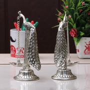 KridayKraft Peacock Design Metal Hanging with Chain Diya Pair of Peacock Design Bird Diya Deepak Oil Lamp