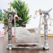 KridayKraft Metal Swing Laddu Gopal Jhula,Krishna Hindola Palana,Decorative Laddu Gopal for Temple Pooja,Showpiece Figurines,Religious Idol Gift Article.