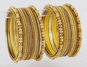 NMII Metal with Zircon Gemstone, Pearls and Beads Studded Glossy Finished Bangle Set For Women and Girls
