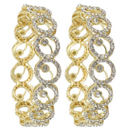 NMII Stylish Alloy Metal Gold Plated Bangles Set For Girls and Women Studded American Diamond Stone | Fancy Diamond Bangles | Metal bangles | Women Bangles For Wedding, Party, Function- Set of 2