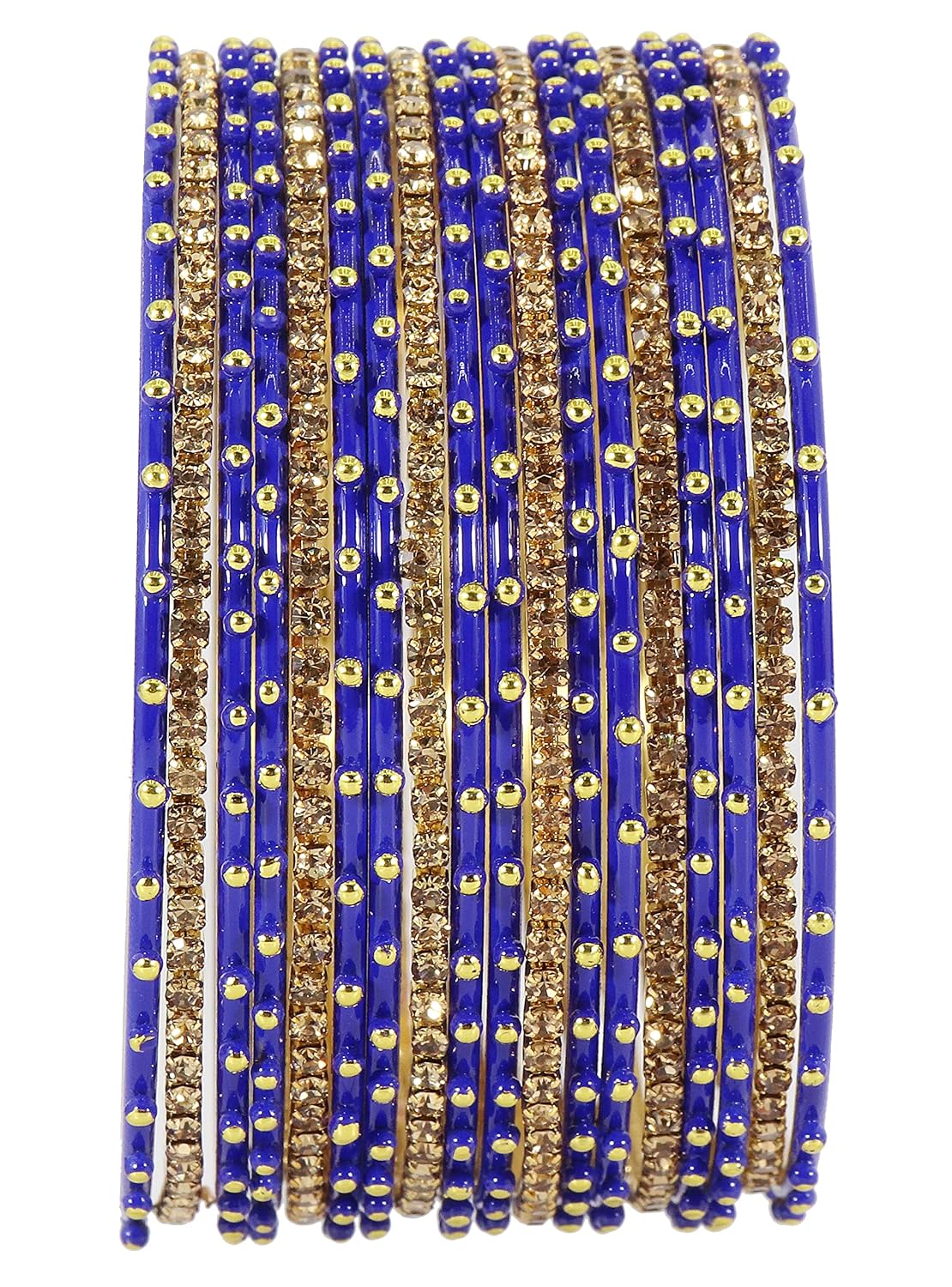 NMII Non-Precious Metal Base Metal Studded with Zircon Gemstone and Linked with Ball Stone Glossy Finished Bangle Set For Women and Girls