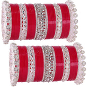 NMII Premium Metal Bangles Silver Chuda Set For Bridal Women & Girls with Zircon Diamond & Kundan Beads | Designer AD Chuda | Bridal Bangles Chooda Set For Wedding, Party, Occasion-Set of 74