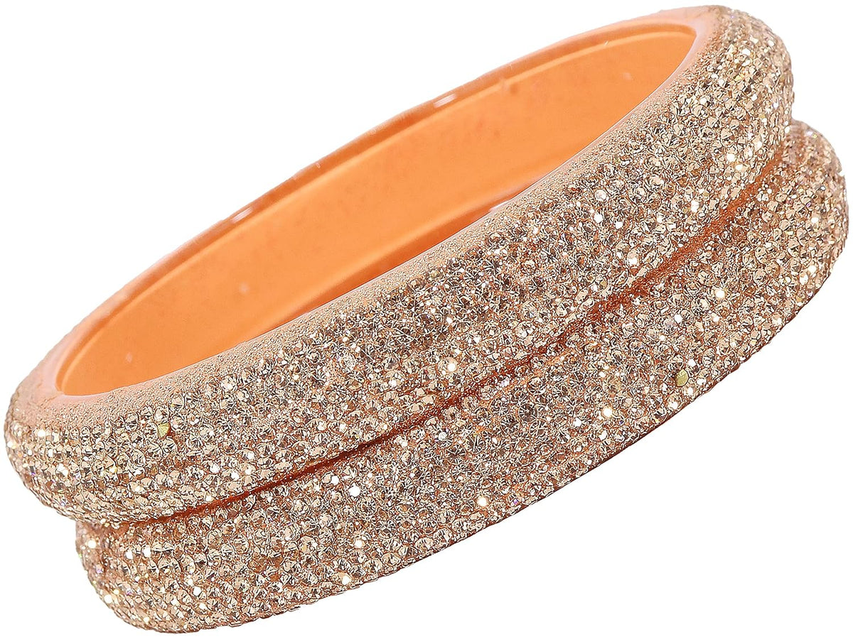 NMII Glass with Zircon Gemstone and Glitter Kada Set For Women and Girls