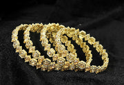 NMII Stylish American Diamond Stone Work Metal Bangles For Women & Girls | Gold Plated Bangles | Kada Set For Women | Wedding Bangles Set For Women | Latest Bangles Fashion Jewellery- Set of 4