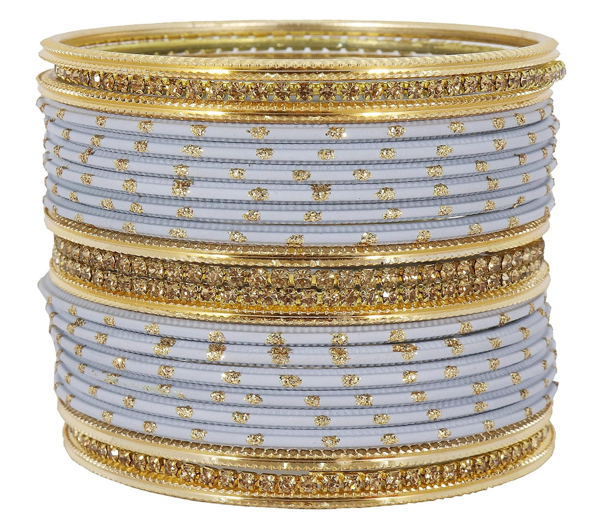 NMII Non-Precious Metal Base Metal with Zircon Gemstone Studded worked Spread with Glitter Glossy Finished Bangle Set For Women and Girls