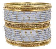NMII Non-Precious Metal Base Metal with Zircon Gemstone Studded worked Spread with Glitter Glossy Finished Bangle Set For Women and Girls