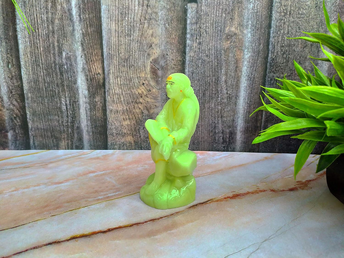 SHINDE EXPORTS shirdi saibaba Idol Radium/Radium saibaba/Radium saibaba Statue/saibaba Idol for car Dashboard Radium 4.5 inches