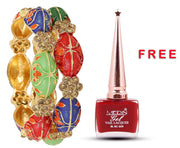 NMII Metal with Zircon Gemstone Studded Traditional Look Kada Set For Women and Girls