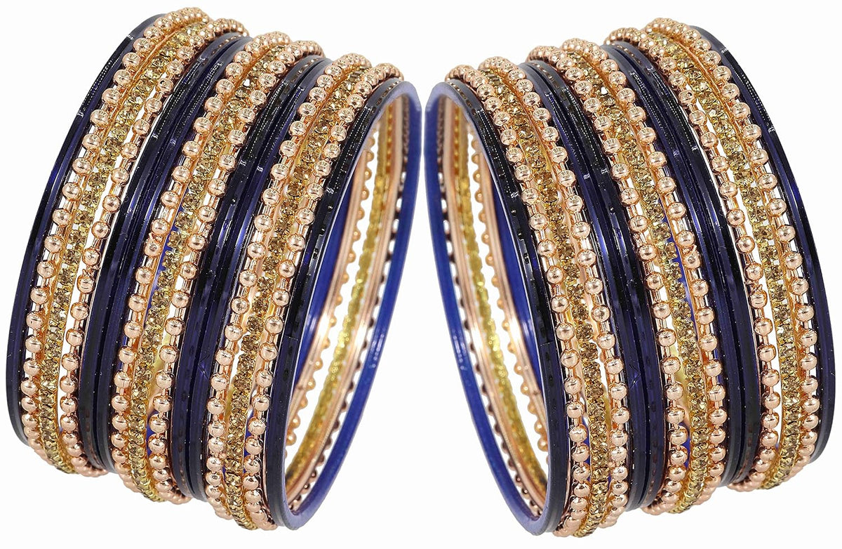 NMII Non-Precious Metal Base Metal With Zircon Gemstone and Linked With Ball Chain and Plane Bangles Set For Women and Girls