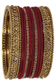NMII Metal With Zircon Gemstone Studded Glossy Finished Traditional Bangle set for Women and Girls