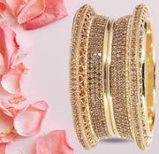 NMII Alloy Metal Gold Plated Bangles Set For Women & Girls Studded Zircon Stone | Stylish Diamond Bangles | Women's bangles | Metal Bangles- (Pack of 2)