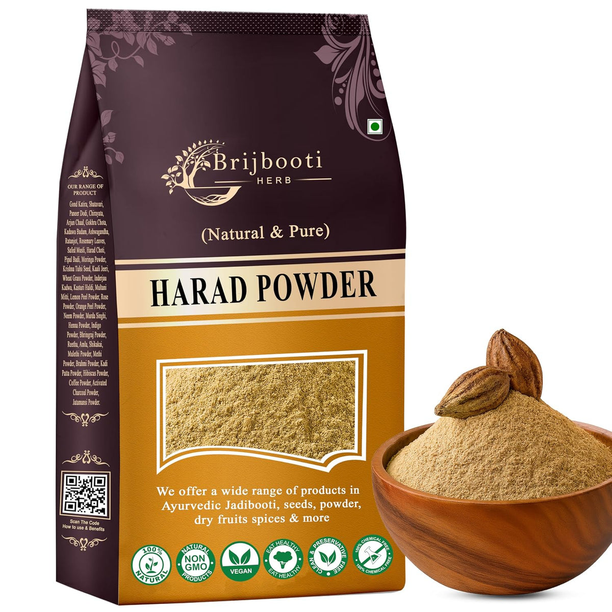 Brijbooti Badi Harad Powder 200 Gram | Haritaki Powder | Kadukkai Powder | Karakkaya | Ayurvedic Digestive Supplement