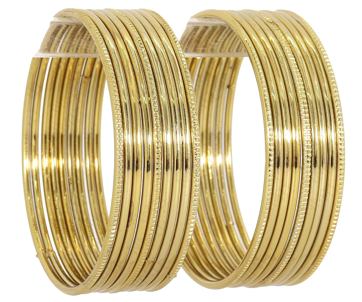 NMII Non-Precious Metal Base Metal with Cutting Pattern worked Glossy Finished Plain Bangle Set For Women and Girls