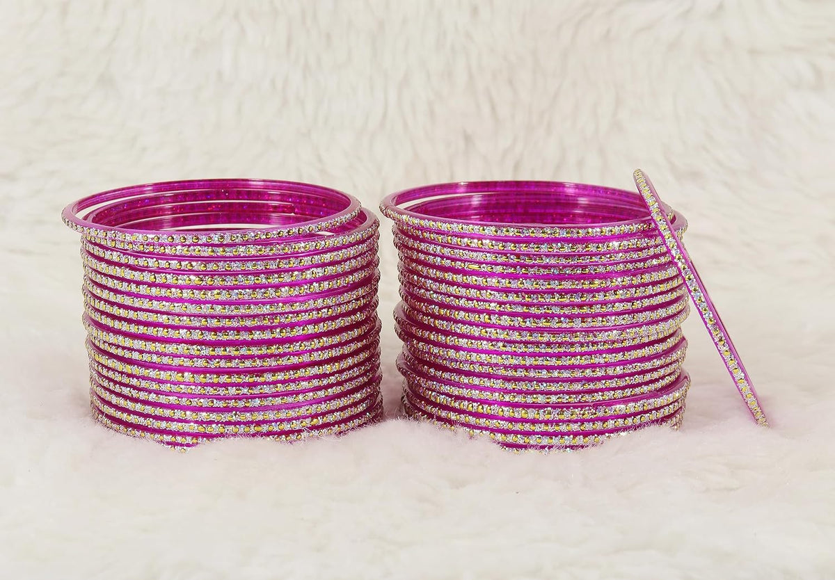 NMII Glass with Polka Dots & Glitter Stylish Fancy Bangles Set For Women & Girls | Glass Bangles | Traditional Women Bangles - Pack of 36 Bangle