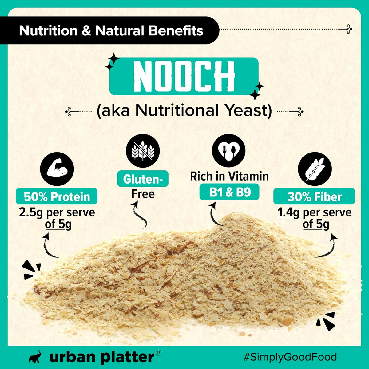 Urban Platter Nutritional Yeast Flakes, 70g (Unfortified | Plant Based | Nutty and Cheesy Flavour)