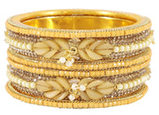 NMII Non-Precious Metal Base Metal with Zircon Gemstone Or Beads Studded worked and Spread with Glitter Pattern Glossy Finished Kada Set For Women and Girls
